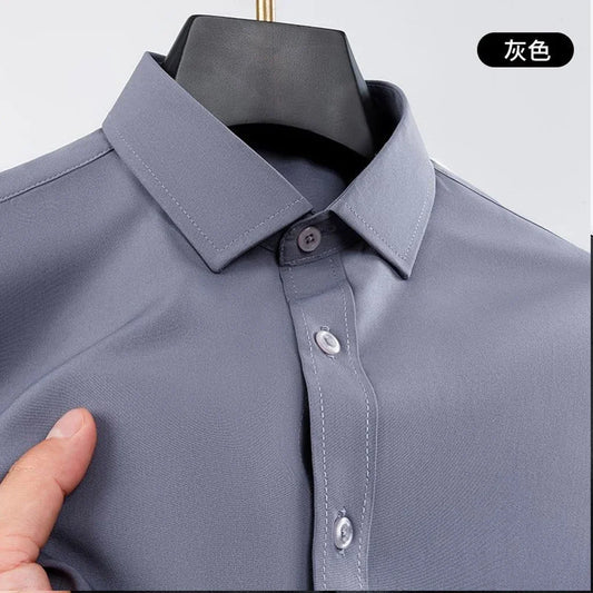 Men's long sleeved shirt casual, simple, high-quality, wrinkle free, slim fit, business formal, all season collection