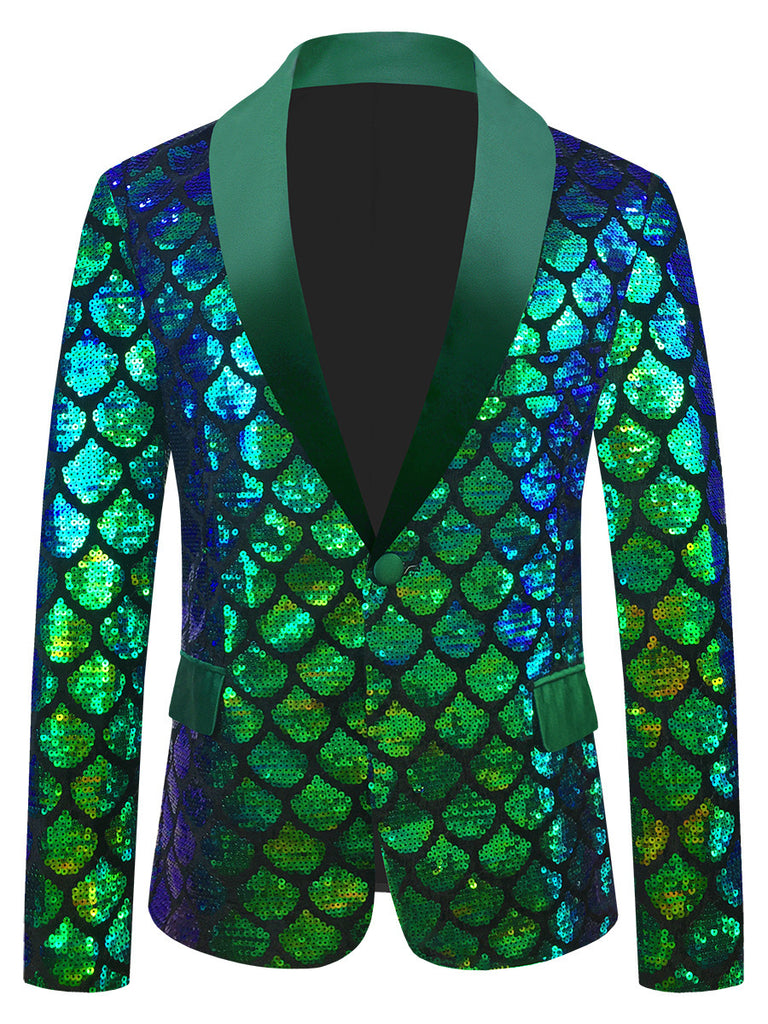 Men’s Dazzling Color Velvet Sequined Costume