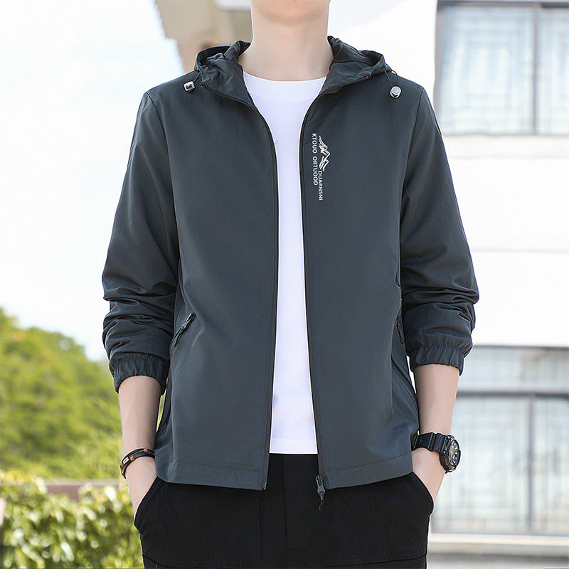 Men’s Quick-Drying Hooded Zipper Jacket
