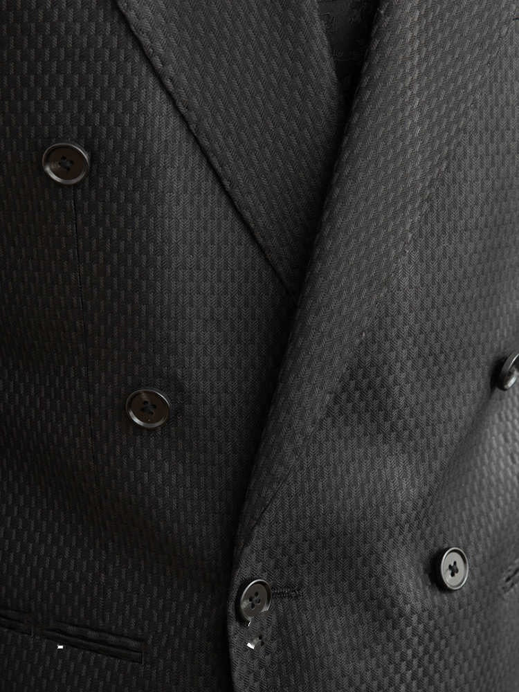 Men’s Textured Style Black Plaid Suit