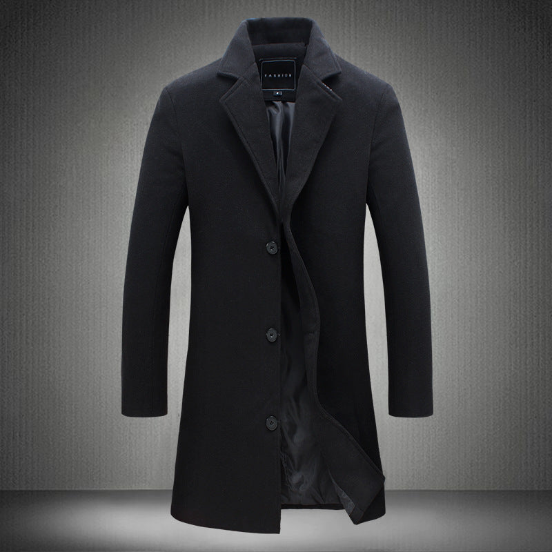 Long Single-Breasted Windbreaker Jacket