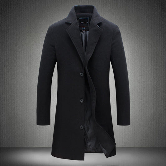 Long Single-Breasted Windbreaker Jacket