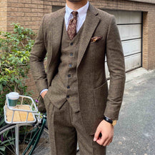 Men’s Retro Herringbone Wool Suit