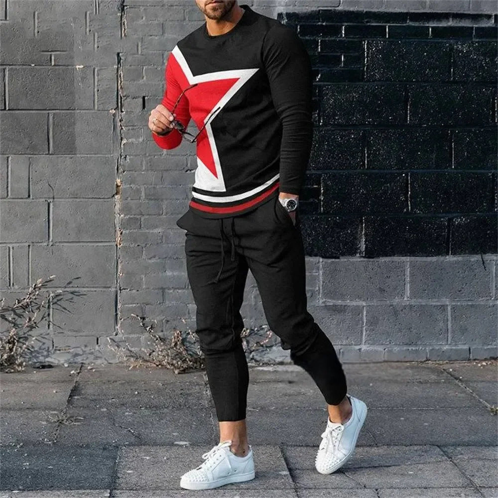 Men’s Trendy 3D Digital Print Casual Set