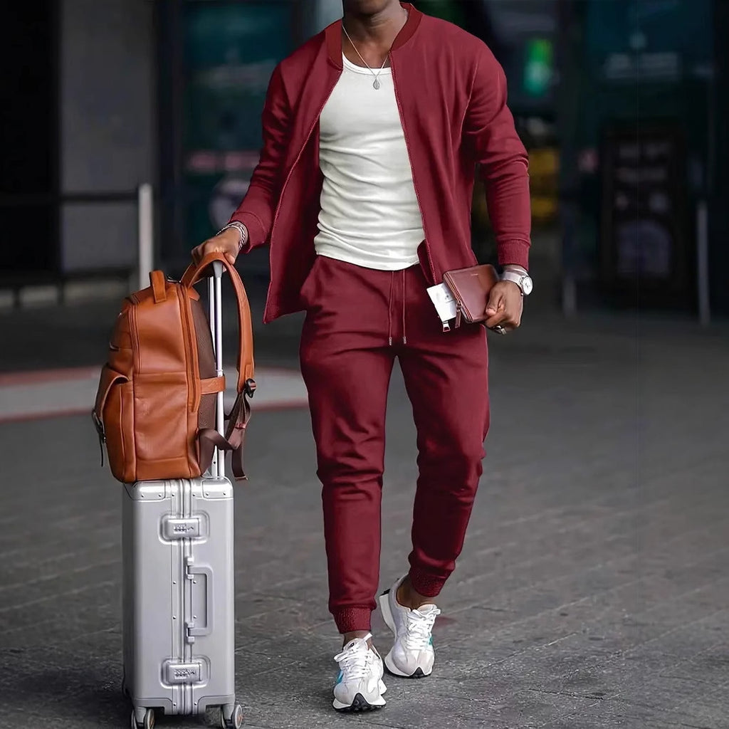 Men’s Baseball Uniform Jacket with Zipper Coat Set