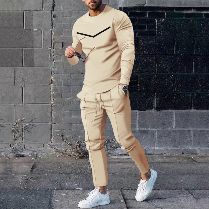 Men’s Round Neck Long Sleeve Two-Piece Set