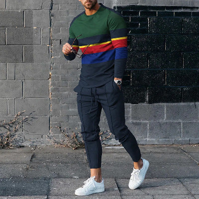Men’s Round Neck Long Sleeve Two-Piece Set