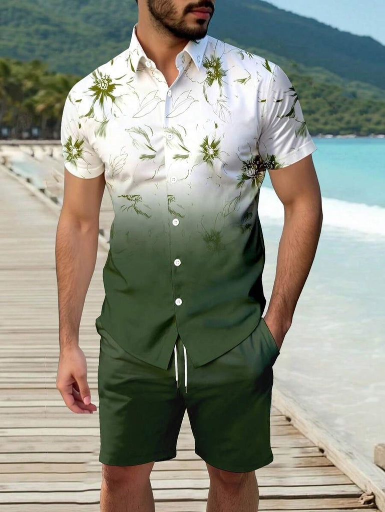Men’s Trendy 3D Print Two-Piece Set