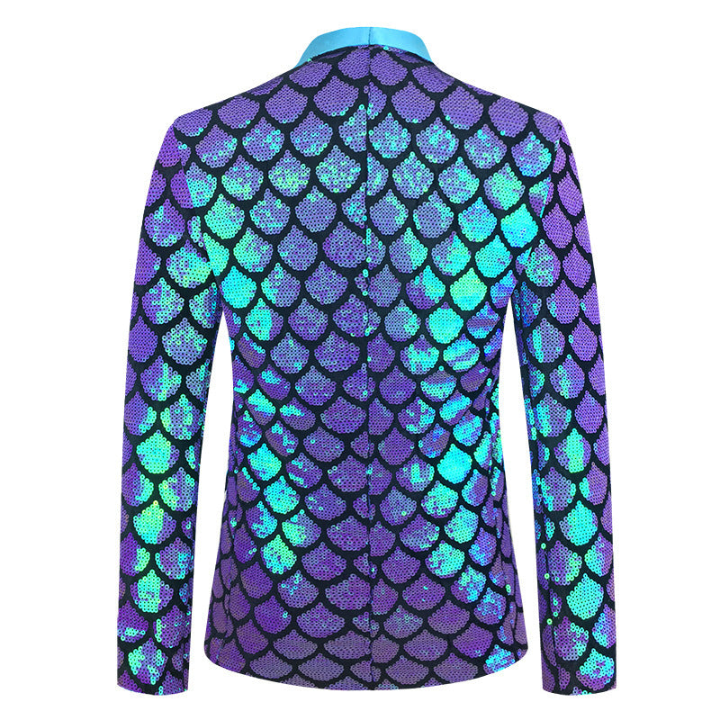 Men’s Dazzling Color Velvet Sequined Costume