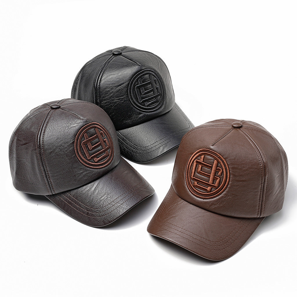 Men’s Imitation Leather Peaked Cap