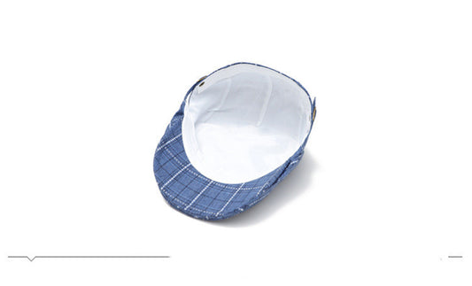 Plaid Pattern Baseball Cap with Forward Design