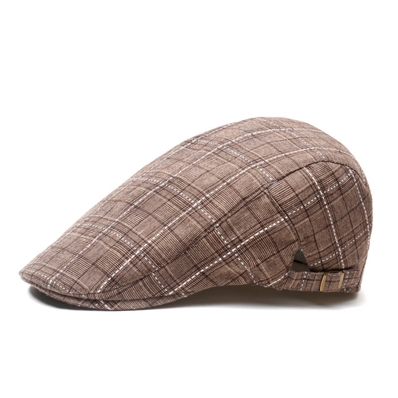 Plaid Pattern Baseball Cap with Forward Design