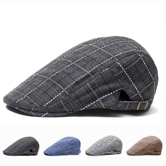 Plaid Pattern Baseball Cap with Forward Design