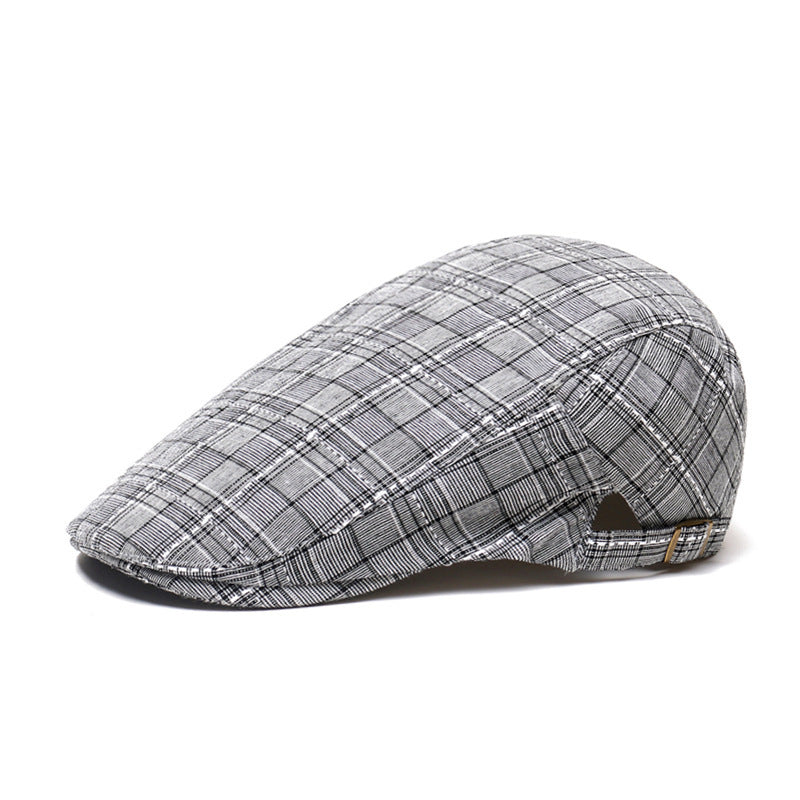 Plaid Pattern Baseball Cap with Forward Design