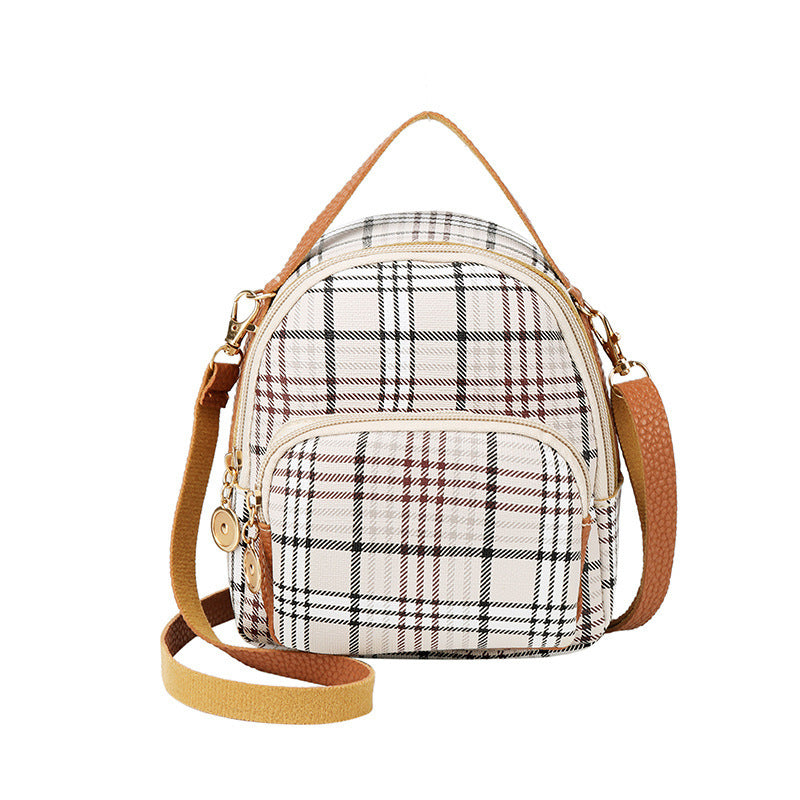 Portable Classic Plaid Backpack for Daily Use