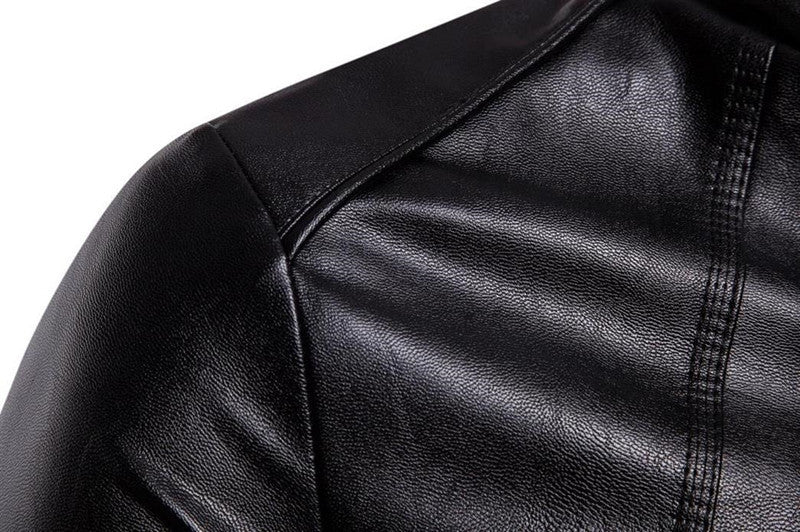 Men’s Stand-Collar Leather Motorcycle Jacket