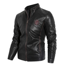 Men's Leather Jacket With Stand Collar