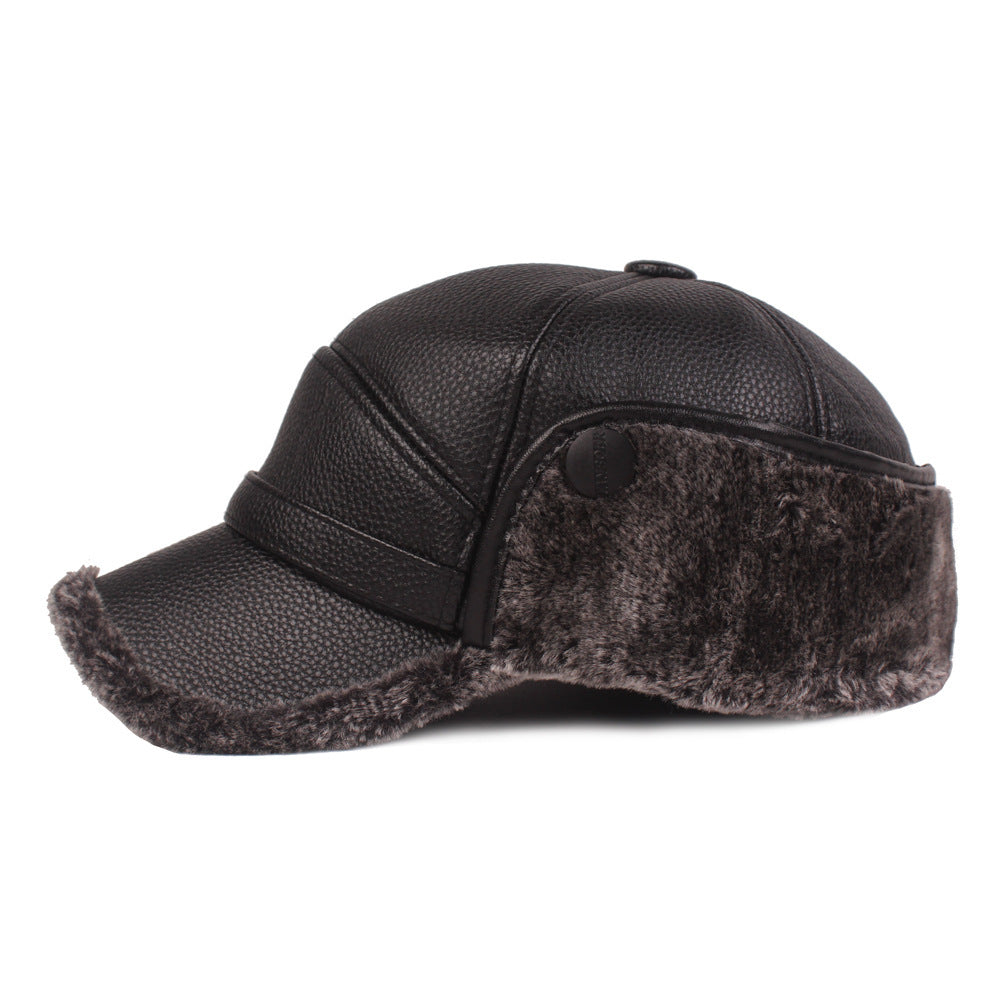 Windproof Warm Leather Cap for Men