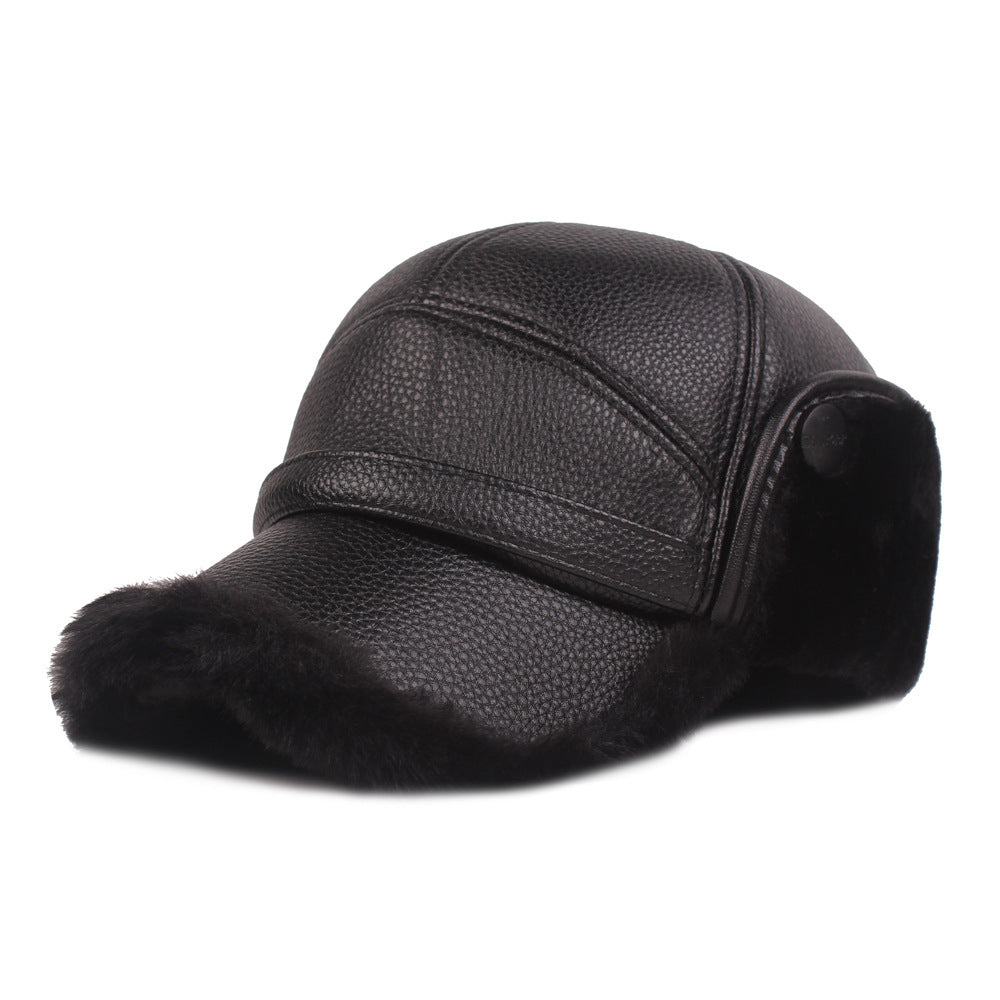 Windproof Warm Leather Cap for Men