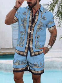 Men’s Trendy 3D Print Two-Piece Set