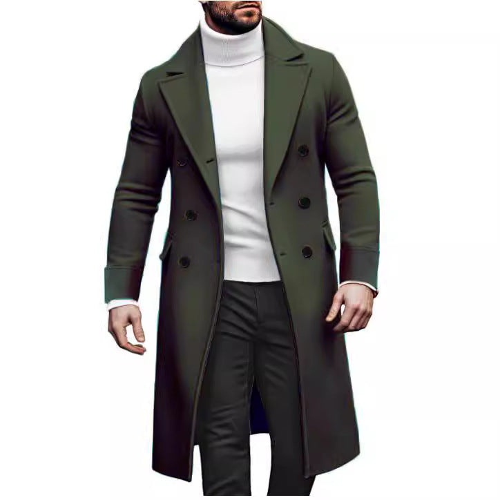 Men’s Double-Breasted Woolen Overcoat