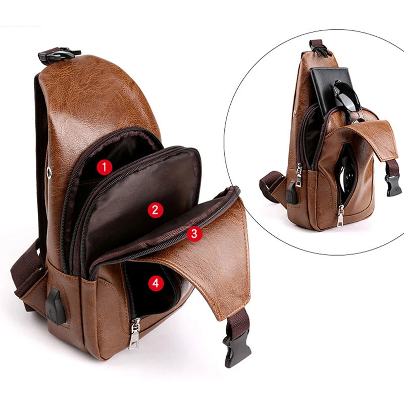 Men’s Luxury Leather Chest Bag
