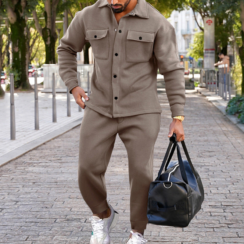 Men’s Classic Suede Single-Breasted Suit