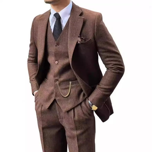 Men’s Herringbone Slim-Fit Suit