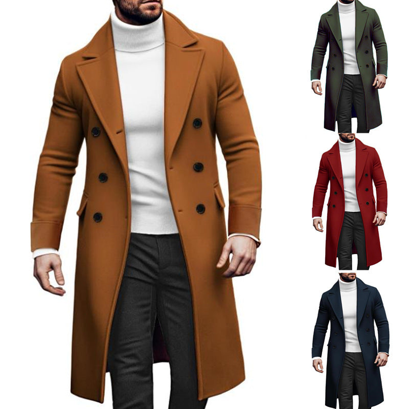 Men’s Double-Breasted Woolen Overcoat