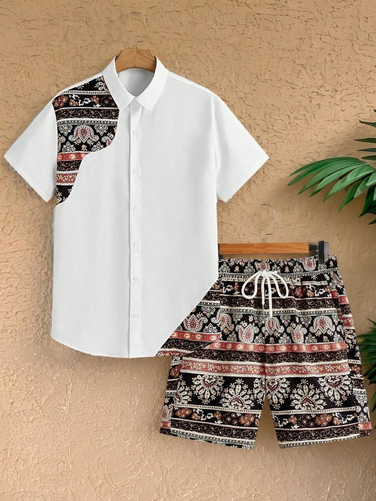 Men’s Trendy 3D Print Two-Piece Set