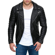 Men’s Zippered PU Leather Jacket