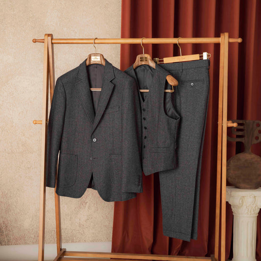 Men’s Retro Herringbone Wool Suit