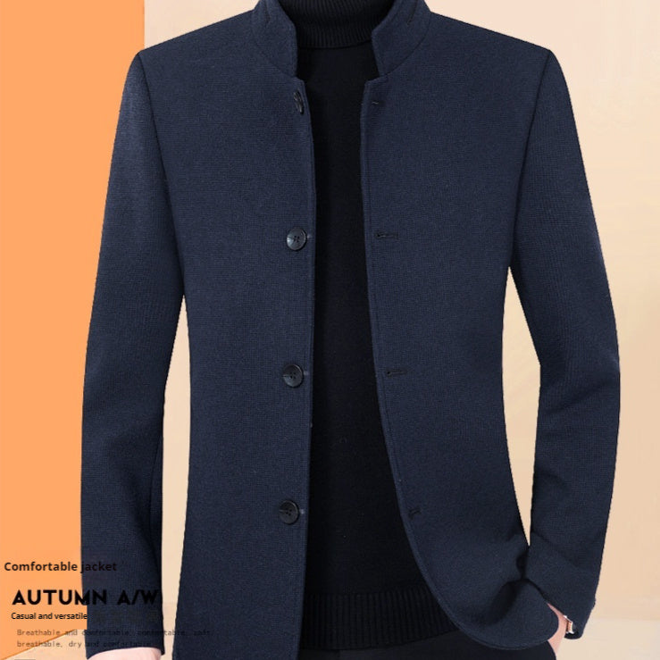 Men’s Stand Collar Woolen Jacket