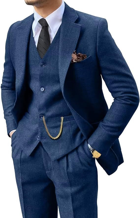 Men’s Herringbone Slim-Fit Suit