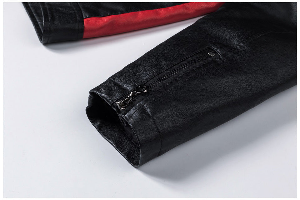 Men’s Stand-Collar Motorcycle Stitching Jacket