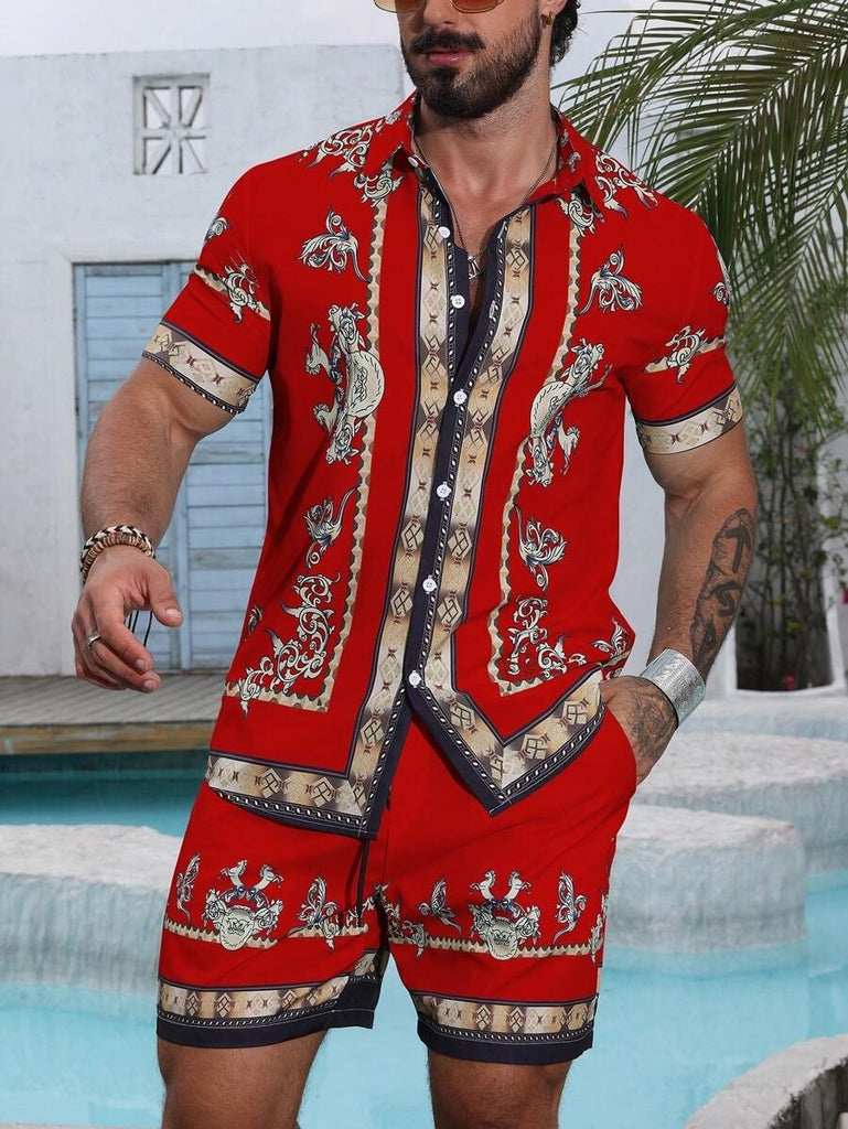 Men’s Trendy 3D Print Two-Piece Set
