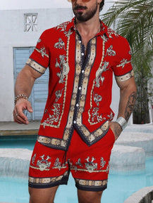 Men’s Trendy 3D Print Two-Piece Set