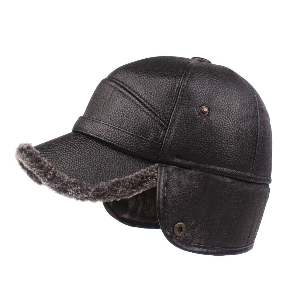 Windproof Warm Leather Cap for Men