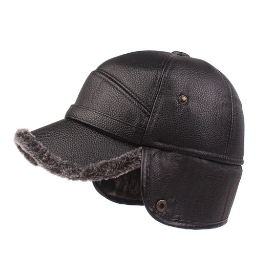 Windproof Warm Leather Cap for Men