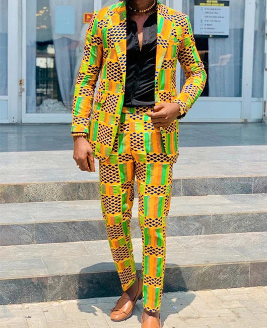 Stylish Two-Piece Digital Print Suit