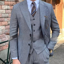 Men’s Herringbone Single Breasted Suit