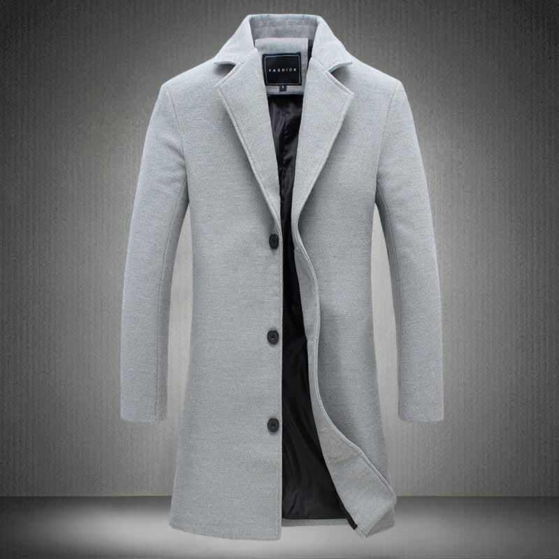 Long Single-Breasted Windbreaker Jacket