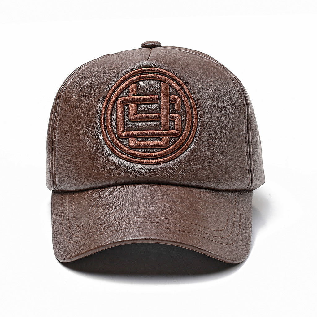 Men’s Imitation Leather Peaked Cap