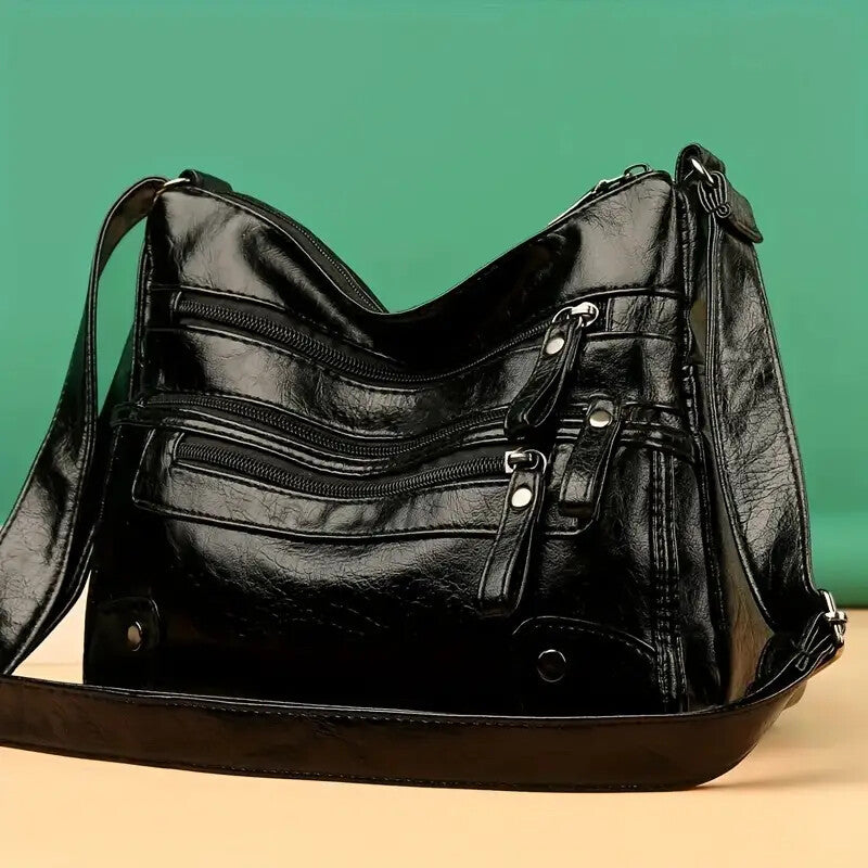 Women’s Soft Washed Multi-Zipper Crossbody Bag