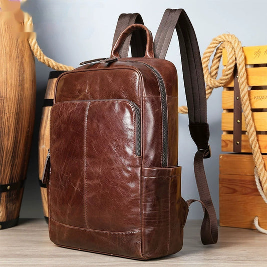 Men’s Genuine Leather Business Backpack