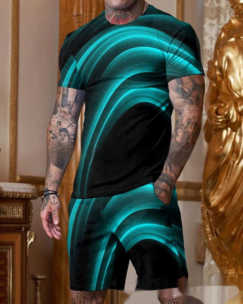Men’s Stylish Gradient Short Sleeve Set