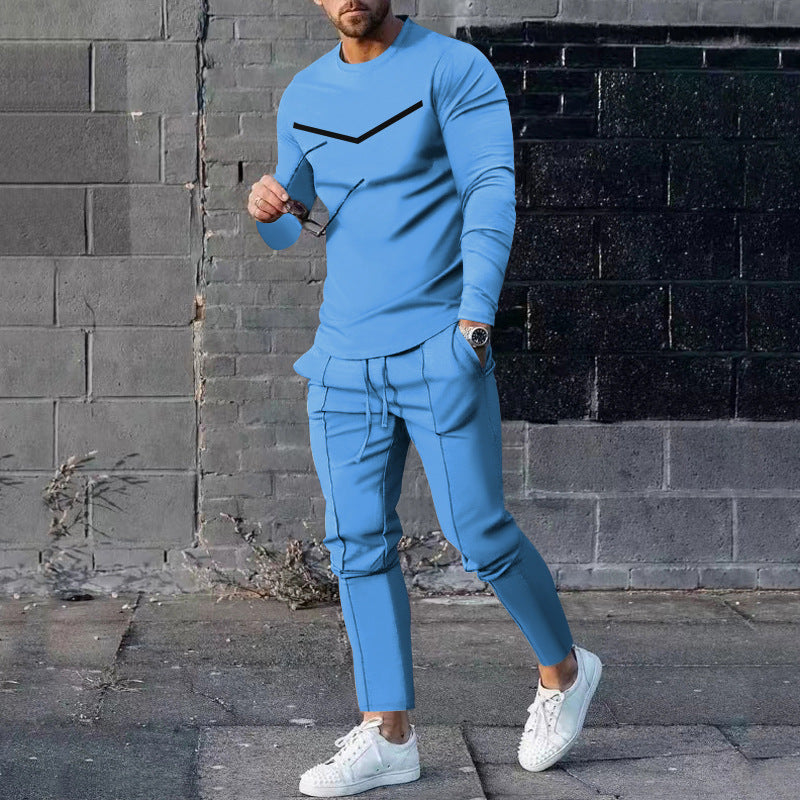 Men’s Round Neck Long Sleeve Two-Piece Set