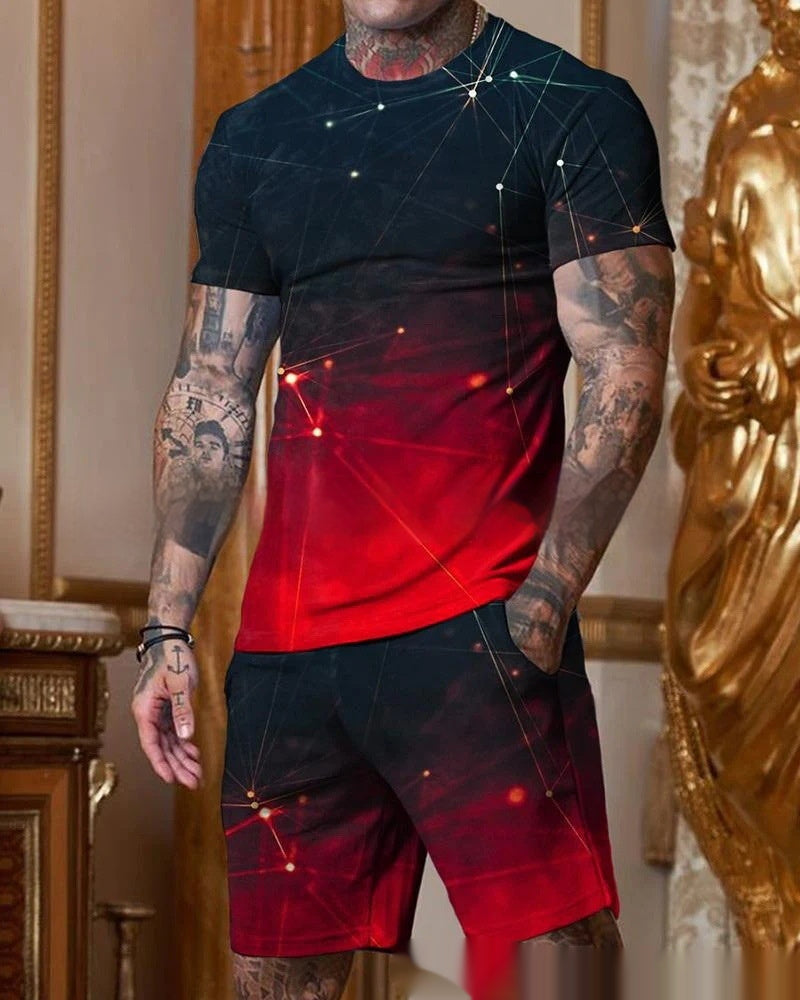 Men’s Stylish Gradient Short Sleeve Set