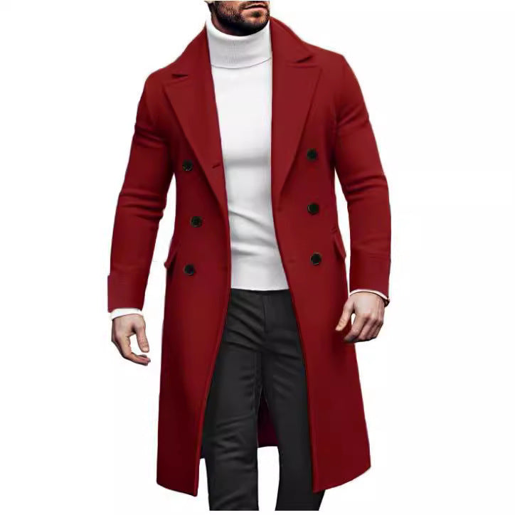 Men’s Double-Breasted Woolen Overcoat