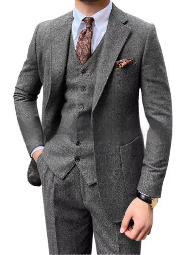 Men’s Herringbone Single Breasted Suit